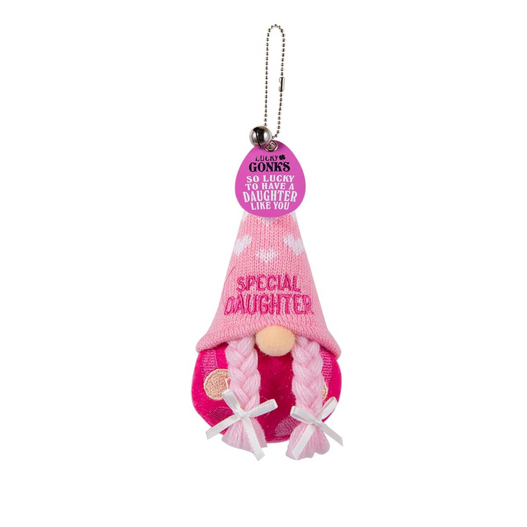 Pre-personalised Lucky Gonk Mascot Keyring For Bags and Backpacks - Special Daughter