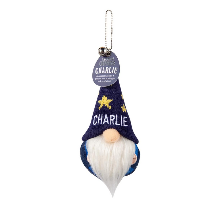 Pre-personalised Lucky Gonk Mascot Keyring For Bags and Backpacks - Charlie