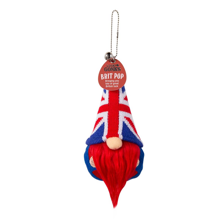 Pre-personalised Lucky Gonk Mascot Keyring For Bags and Backpacks - Union Jack Gonk