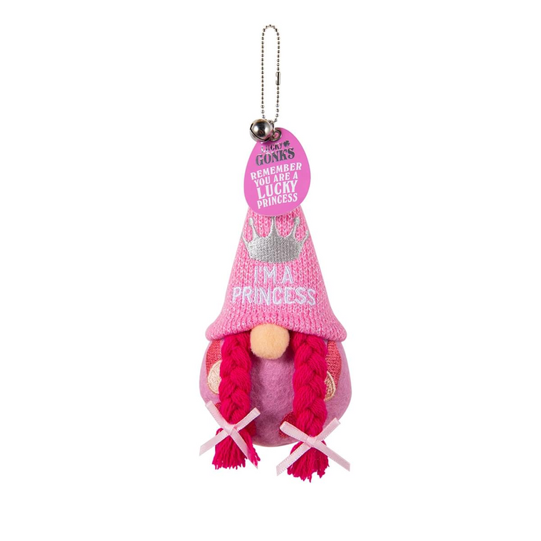 Pre-personalised Lucky Gonk Mascot Keyring For Bags and Backpacks - PRINCESS