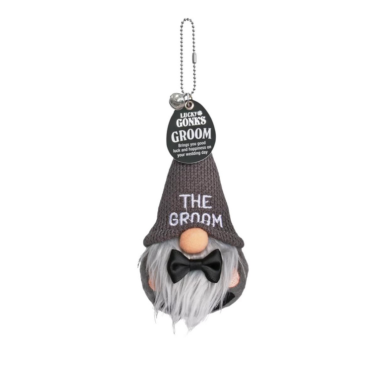 Pre-personalised Lucky Gonk Mascot Keyring For Bags and Backpacks - The Groom