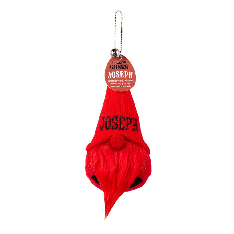 Pre-personalised Lucky Gonk Mascot Keyring For Bags and Backpacks - Joseph