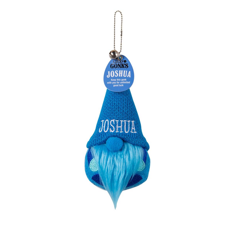 Pre-personalised Lucky Gonk Mascot Keyring For Bags and Backpacks - Joshua