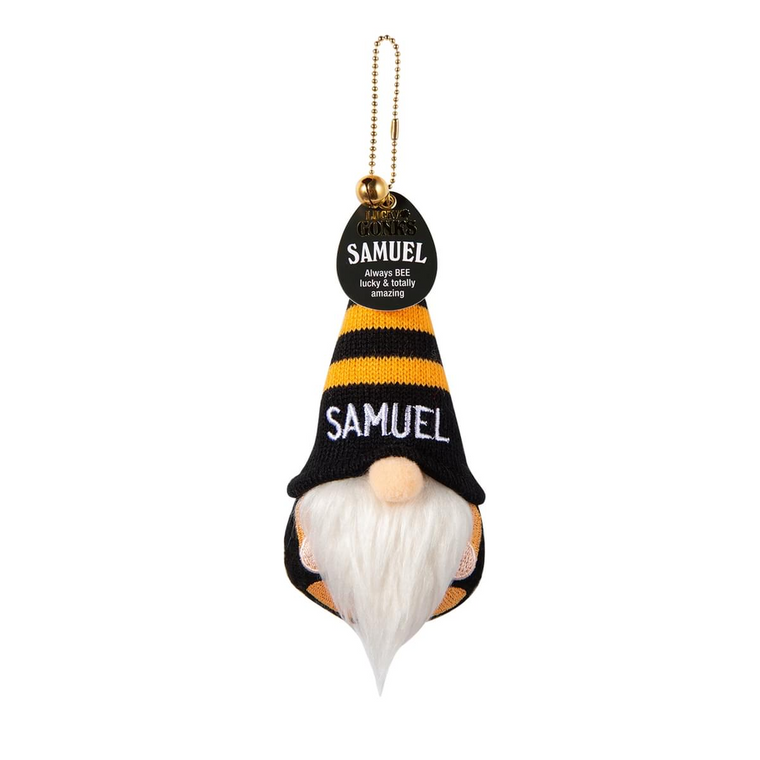 Pre-personalised Lucky Gonk Mascot Keyring For Bags and Backpacks - Samuel
