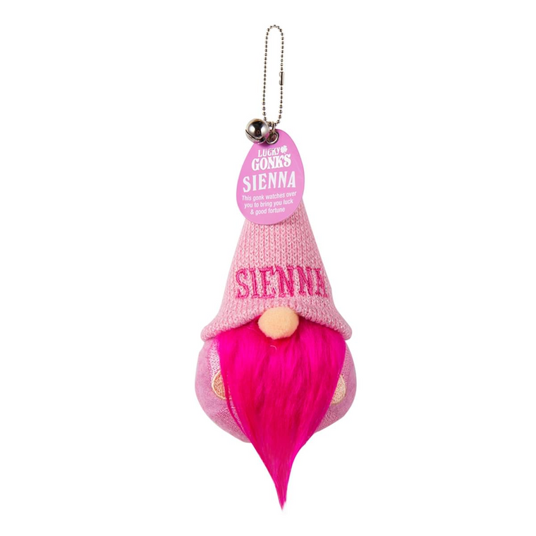 Pre-personalised Lucky Gonk Mascot Keyring For Bags and Backpacks - Sienna