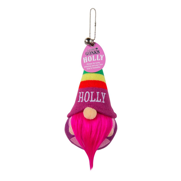 Pre-personalised Lucky Gonk Mascot Keyring For Bags and Backpacks - Holly