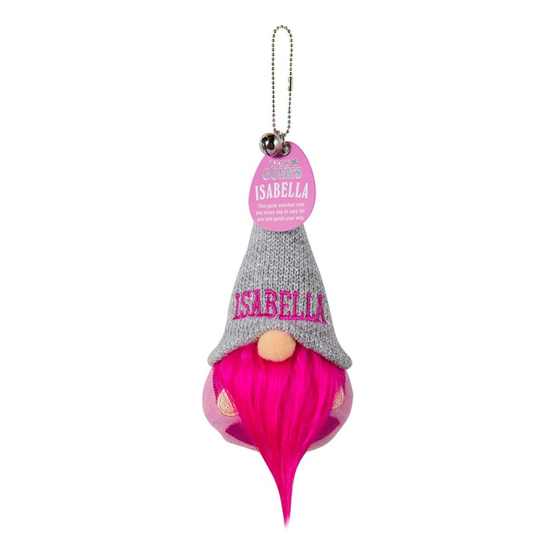 Pre-personalised Lucky Gonk Mascot Keyring For Bags and Backpacks - Isabella
