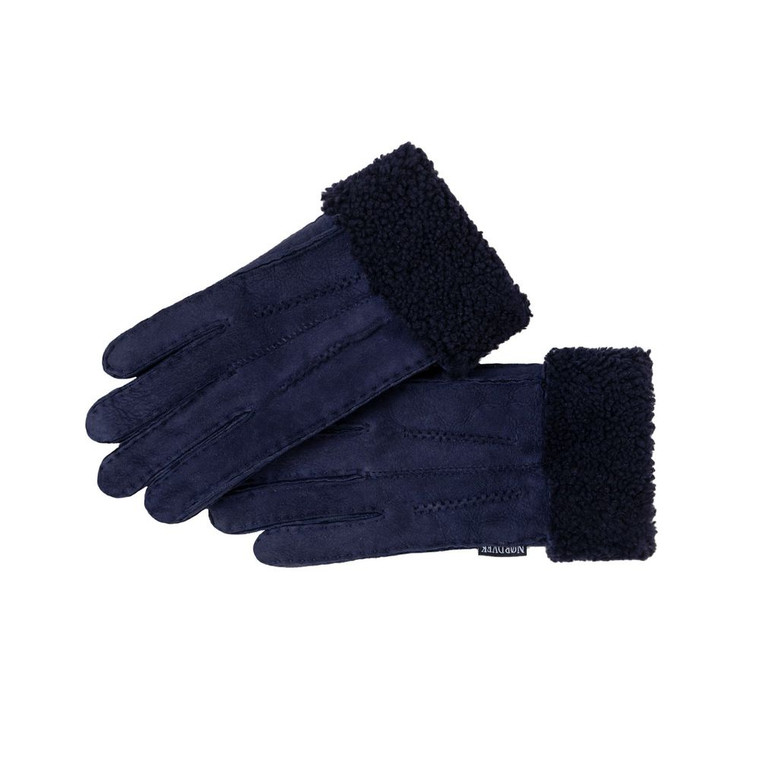 Nordvek Womens Sheepskin Gloves With Fur Cuff - 301-100 - M/L - 8.0 / Navy