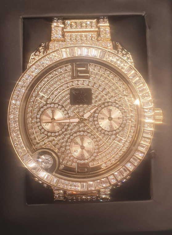 NY LONDON GENTS BLING WATCH PI-7498 GOLD