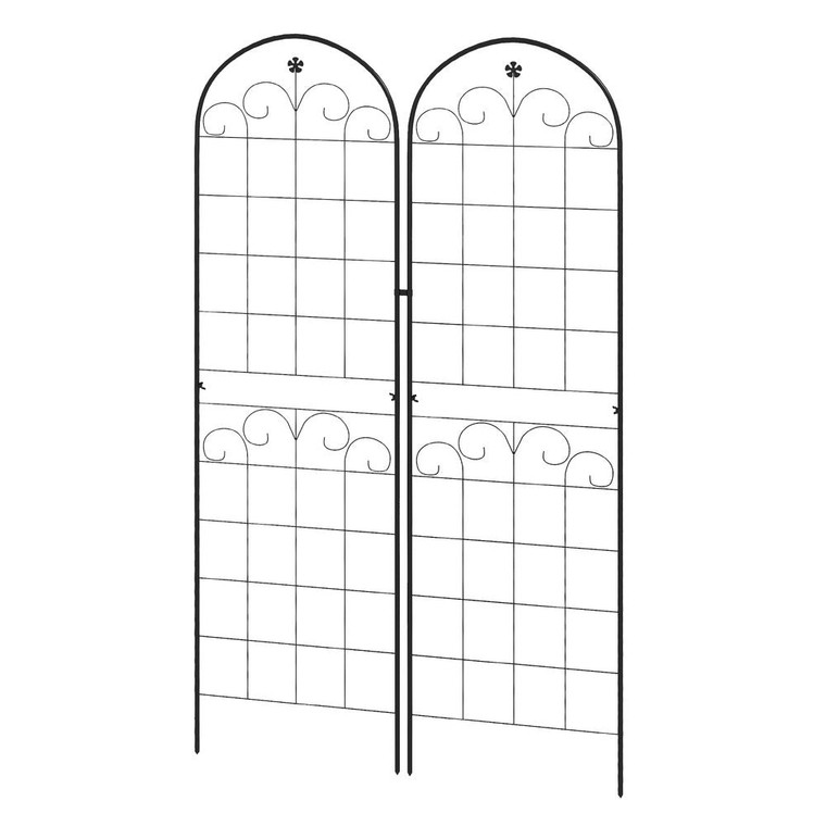 Outsunny Set of 2 Metal Trellis for Climbing Plants, Floral Design
