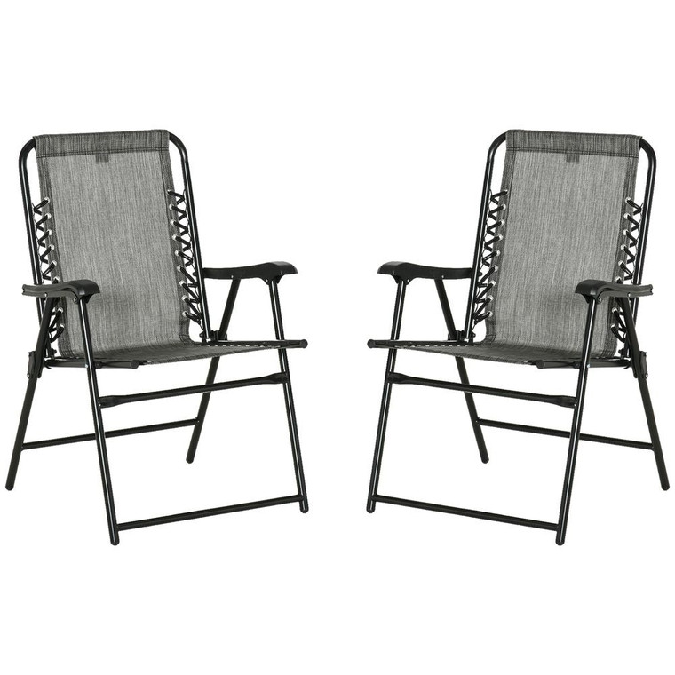 Set of 2 Patio Folding Dining Chair Set Garden Outdoor Grey