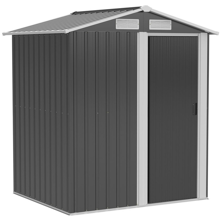 Outdoor Storage Shed, Sliding Door, Sloped Roof  152 x 132 x 188 cm, Grey