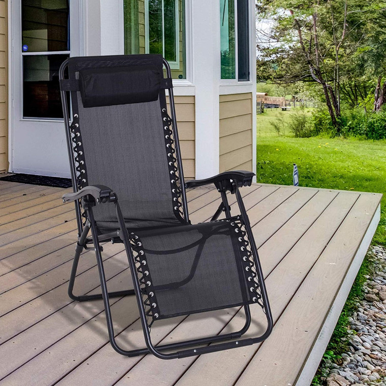 Zero Gravity Chair Adjustable Patio Lounge Chair Recling Seat - Black