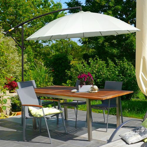 Outsunny 3(m) Cantilever Shanghai Parasol Garden Hanging Banana Sun Umbrella with Crank Handle, 18 Sturdy Ribs and Cross Base