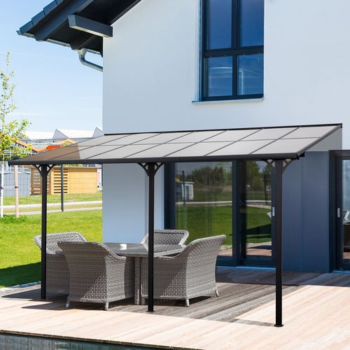 Outdoor Patio Gazebo Pergola, Aluminum Post, 4.35x3m Mounted on the Wall Roof