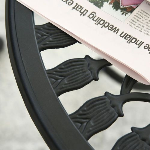 Outsunny 3 Piece Bistro Set, Aluminium Garden Furniture with Umbrella Hole