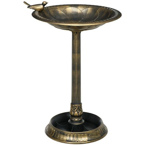 Outsunny 72cm Tall Bird Bath with Bird Decoration for Garden, Bronze Tone
