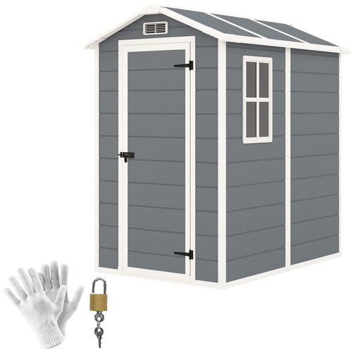 Outsunny 4 x 6ft Plastic Garden Shed with Floor, Window and Lockable Door