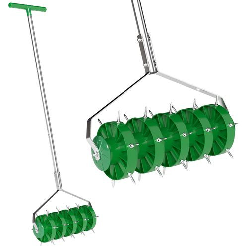 Outsunny Grass Spike Roller, Soil Aerator w/ 3 Piece Handle and T-bar Grip
