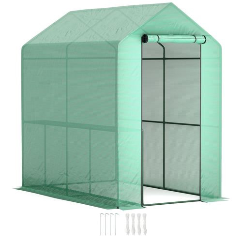 Outsunny Walk in Greenhouse w/Shelves Steeple Grow House 120 x 186 x 190 cm