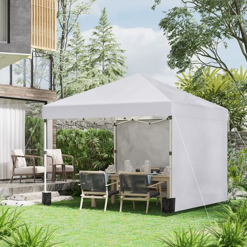 3 x 3 (M) Pop Up Gazebo Event Shelter with 2 Sidewalls, Weight Bags, White