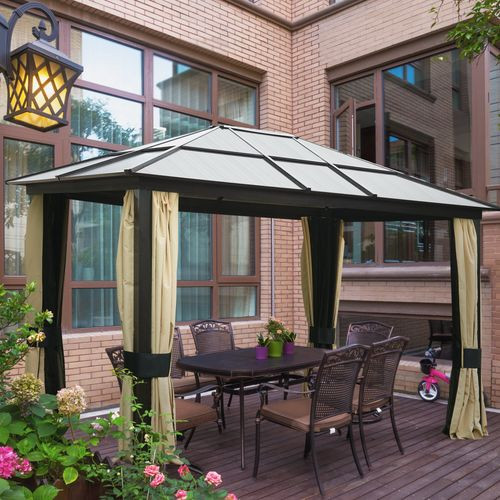 Garden Party Tent Gazebo 3x3.6 m-Brown/Beige