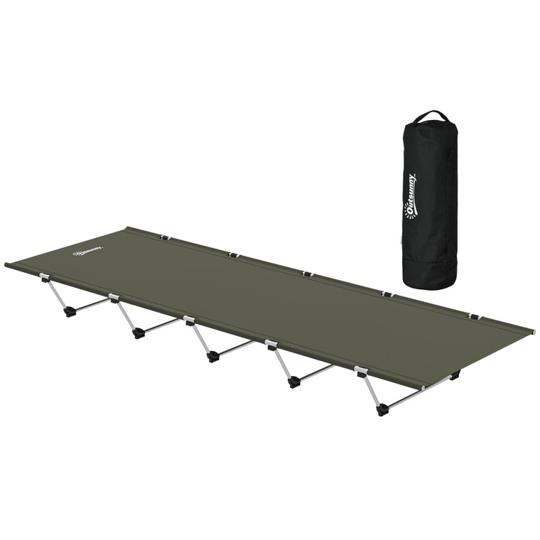 Outsunny Lightweight Camping Cot Portable Compact Sleeping Bed w/ Carry Bag - Green