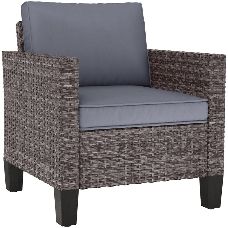 Outsunny Single Rattan Chair, Garden Armchair with Cushions - Dark Grey