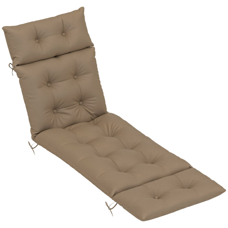 Outsunny Sun Lounger Cushion Only, Garden Lounge Chair Cushion - Khaki