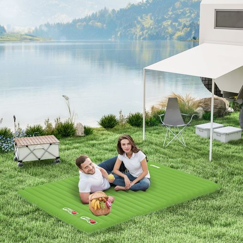 Outsunny Portable Inflatable Camping Bed with Double Mattress Green - Green
