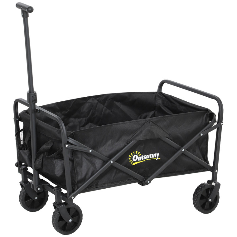 Outsunny 62L Festival Trolley, 120kg Heavy Duty Folding Trolley Cart, Black
