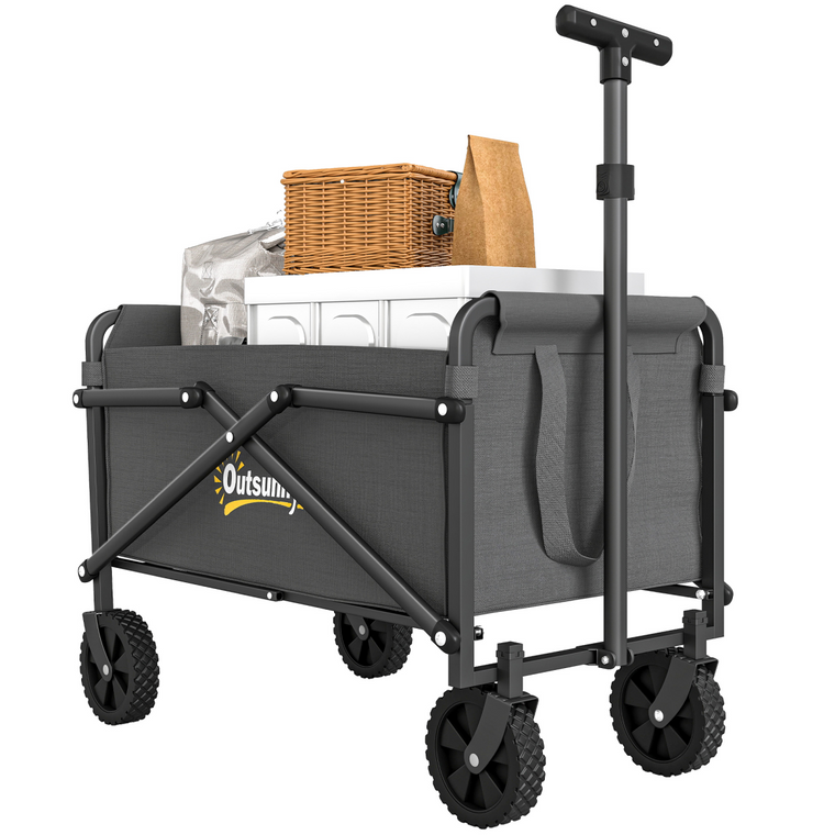 Outsunny 41L Festival Trolley, 60kg Heavy Duty Folding Trolley Cart, Black - Grey