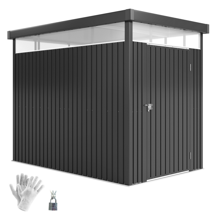 Outsunny 5.3 x 8.5ft Galvanised Steel Garden Shed with Roof Windows