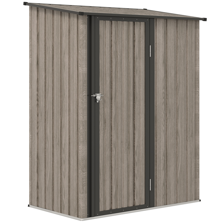 Outsunny Outdoor Storage Shed Steel Garden Shed w/ Lockable Door - Light Grey