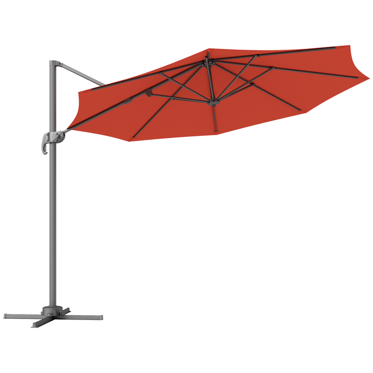 Outsunny 3 x 3(m) Cantilever Parasol Garden Umbrella with Cross Base - Orange