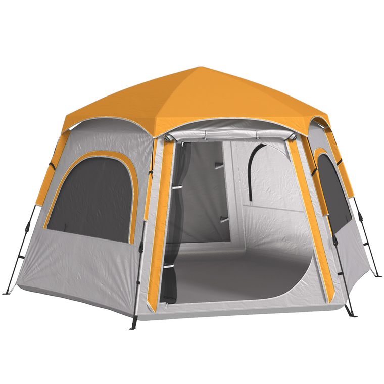 Outsunny Instant Camping Tent, 4 Person Easy Setup Dome Tent - Light Grey