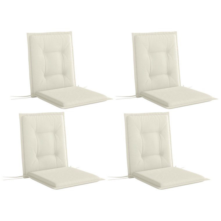 Outsunny Set of 4 Garden Chair Cushions, Outdoor Seat Pads - White