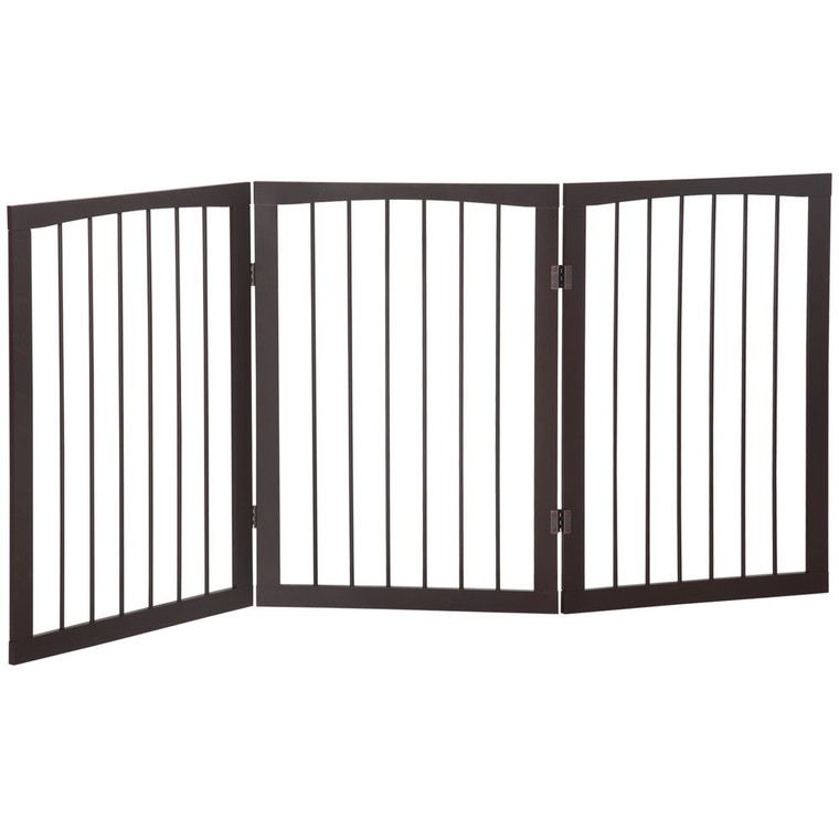 PawHut 3 Panel Pet Gate Wooden Foldable Dog Fence Indoor Free Standing Safety Gate Portable Separation Pet Barrier Guard