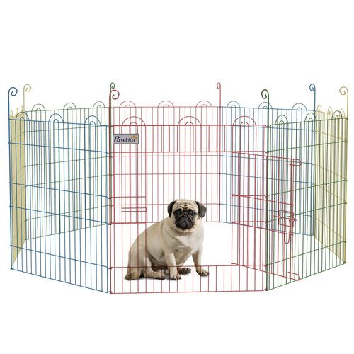 PawHut Pet Playpen Dog Puppy Crate Kennel w/ Door, 60H x 156cm