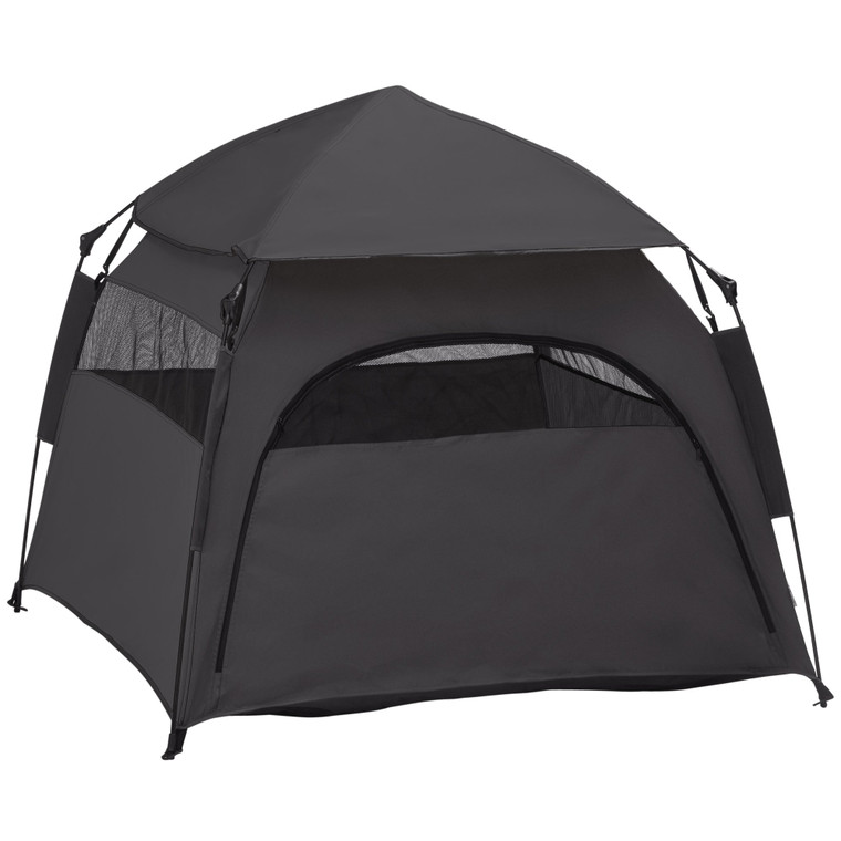 PawHut Foldable Dog Cat Tent with Waterproof Oxford Cloth, Carry Bag, Grey