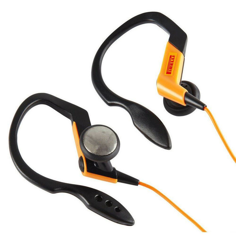 Pirelli Ear Clip Sports Headphones Bass Pipe Design 3.5mm Stereo Jack 15mm Unit - Black / Orange