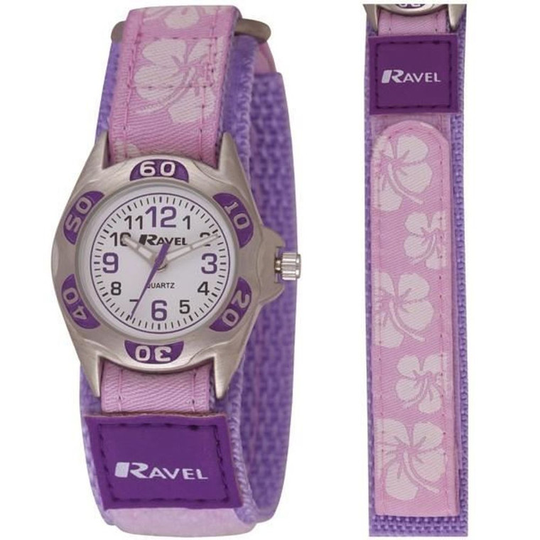 Ravel Children Velcro Nylon Watch Available Multiple Colour & Design R1507 - Pink/Purple