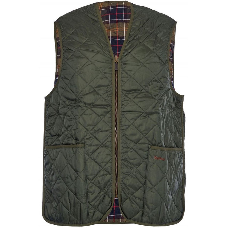 Olive Green with Classic Tartan Inner Barbour Quilted Waistcoat