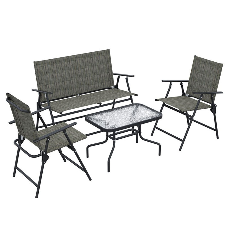 Outsunny Patio Furniture Set: Garden Table, Foldable Chairs, Loveseat - High Quality & Stylish Design