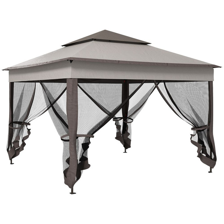 Outsunny Garden Folding Tent Heavy Duty Pop Up Gazebo for Party - Light Grey - Light Grey