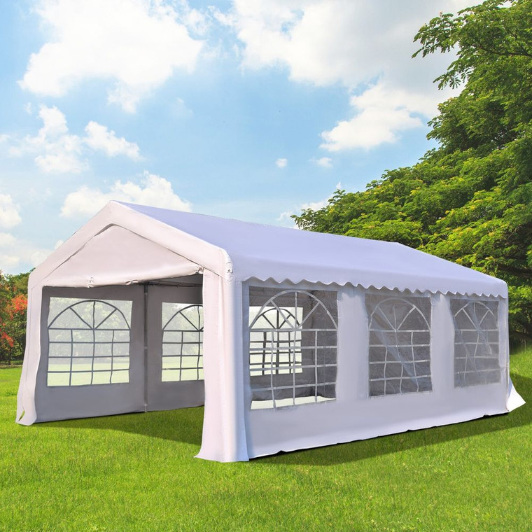 Premium Gazebo Marquee Party Tent - Steel Frame, White - 6m x 4m x 2.8m