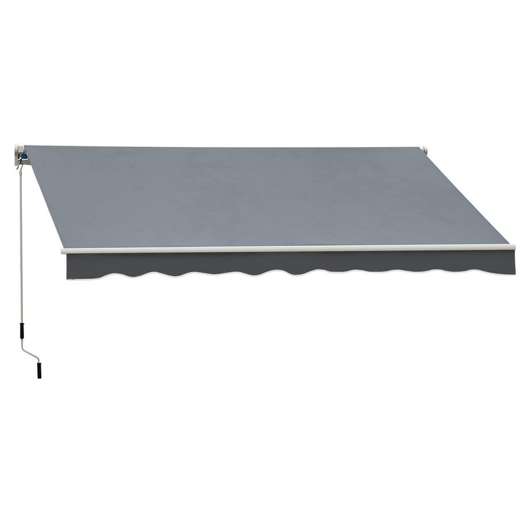 Durable 2.5m x 2m Manual Retractable Sun Shade Awning - Outdoor Patio Canopy Shelter - Grey