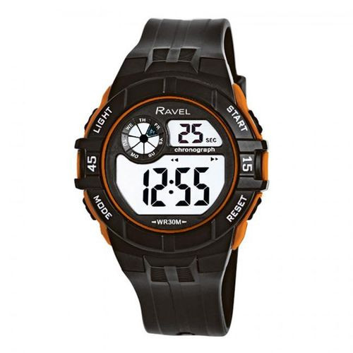 Ravel Mens 3ATM Digital Sports Black/Orange Watch RDG.14.2