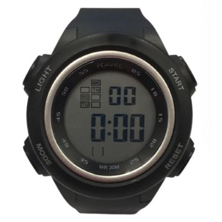 Ravel Mens 3ATM Digital Sports Silver Ring Watch RDG.14.34