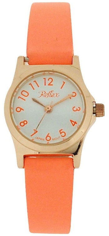 Reflex Girls Ladies White Dial Leather Strap Watch 1013 - Multiple Colors - High Quality - Orange / Rose Gold